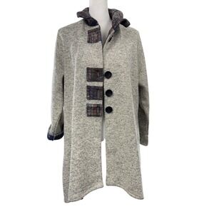 Damee Inc Heathered Knit Swing Coat Size 2X Wired Collared Button Front Size